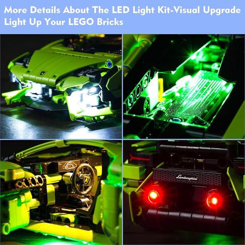 Updated LED Light Compatible with Lego Tecnica Car Lamborghini Huracan, Chartreuse Creative Lighting Kit Compatible with Lamborghini Huracán 42161 Building Set (Lights Only, No Models) in Saudi Arabia