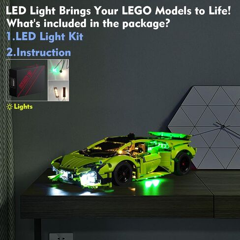 Updated LED Light Compatible with Lego Tecnica Car Lamborghini Huracan, Chartreuse Creative Lighting Kit Compatible with Lamborghini Huracán 42161 Building Set (Lights Only, No Models) in Saudi Arabia