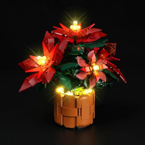 Light Kit for Lego 10370 Poinsettia Flower Décor Artificial Flowers, Innovative Led Lighting Kit Light Design Compatible with Lego 10370 Building Blocks Model - NOT Included The Model Set in Kuwait