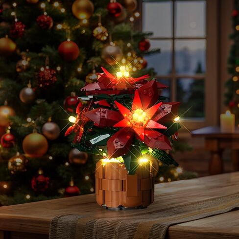 Light Kit for Lego 10370 Poinsettia Flower Décor Artificial Flowers, Innovative Led Lighting Kit Light Design Compatible with Lego 10370 Building Blocks Model - NOT Included The Model Set in Kuwait
