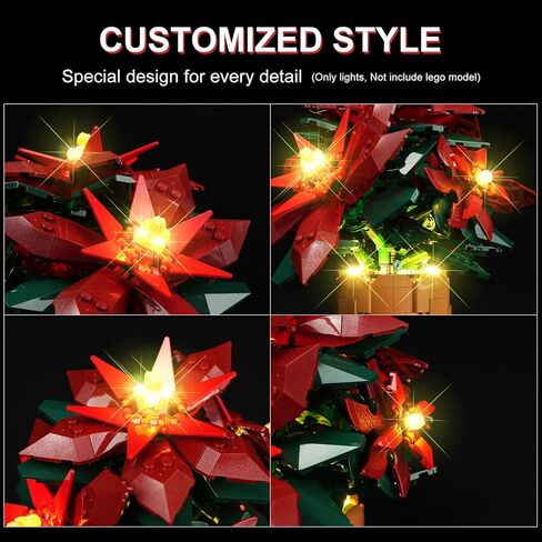 Light Kit for Lego 10370 Poinsettia Flower Décor Artificial Flowers, Innovative Led Lighting Kit Light Design Compatible with Lego 10370 Building Blocks Model - NOT Included The Model Set in Kuwait