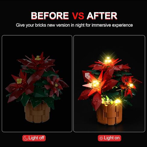 Light Kit for Lego 10370 Poinsettia Flower Décor Artificial Flowers, Innovative Led Lighting Kit Light Design Compatible with Lego 10370 Building Blocks Model - NOT Included The Model Set in Kuwait