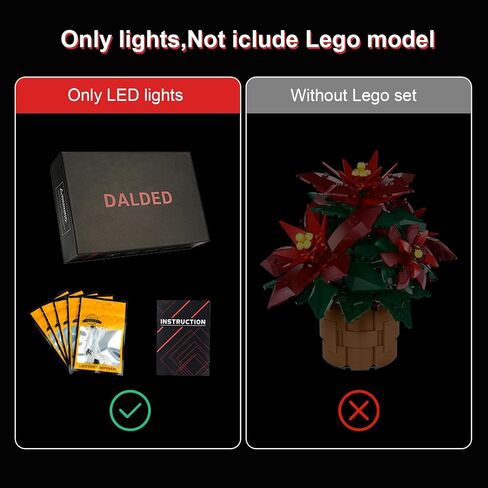 Light Kit for Lego 10370 Poinsettia Flower Décor Artificial Flowers, Innovative Led Lighting Kit Light Design Compatible with Lego 10370 Building Blocks Model - NOT Included The Model Set in Kuwait