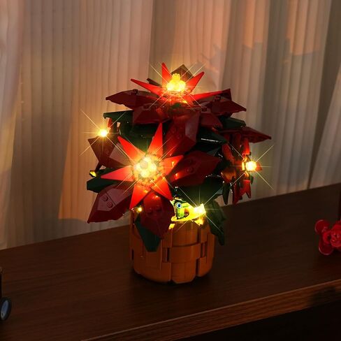 Light Kit for Lego 10370 Poinsettia Flower Décor Artificial Flowers, Innovative Led Lighting Kit Light Design Compatible with Lego 10370 Building Blocks Model - NOT Included The Model Set in Kuwait