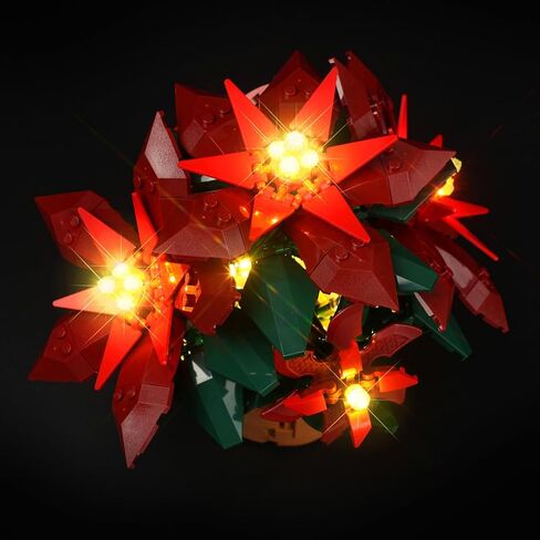 Light Kit for Lego 10370 Poinsettia Flower Décor Artificial Flowers, Innovative Led Lighting Kit Light Design Compatible with Lego 10370 Building Blocks Model - NOT Included The Model Set in Kuwait
