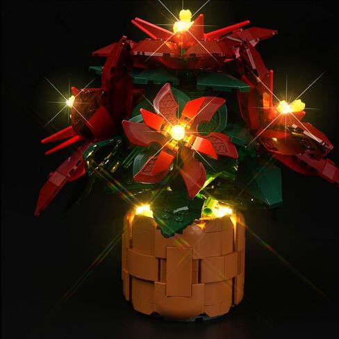 Light Kit for Lego 10370 Poinsettia Flower Décor Artificial Flowers, Innovative Led Lighting Kit Light Design Compatible with Lego 10370 Building Blocks Model - NOT Included The Model Set in Kuwait