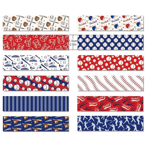 12 Rolls Baseball Washi Tape - Sport Stadium Themed Decorative Masking Tape for DIY Crafts, Gift Wrapping, Scrapbooking & Party Favors in Saudi Arabia