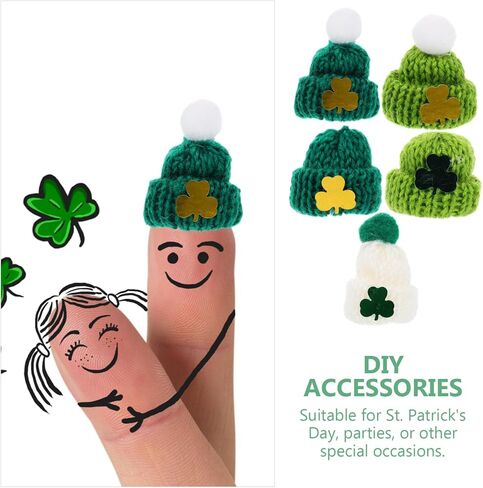 25pcs Knit Hats for Saint Patrick Day Crafts Vibrant Accessories for Dollhouse Decorations Phone Cases Party Unique Miniature Ornaments Shamrock Design in Saudi Arabia