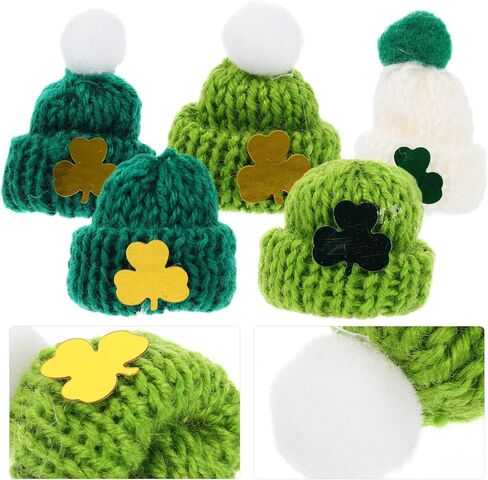 25pcs Knit Hats for Saint Patrick Day Crafts Vibrant Accessories for Dollhouse Decorations Phone Cases Party Unique Miniature Ornaments Shamrock Design in Saudi Arabia
