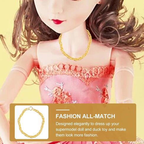 Garneck 25pcs Mini Golden Necklaces for Doll: Tiny Chains Pendant Jewelry for Doll Dress up Costume - DIY Dollhouse Outfit Decoration Props for Kids in Saudi Arabia