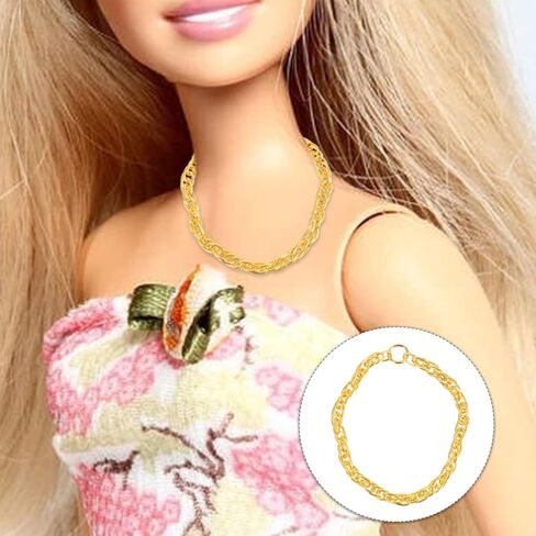 Garneck 25pcs Mini Golden Necklaces for Doll: Tiny Chains Pendant Jewelry for Doll Dress up Costume - DIY Dollhouse Outfit Decoration Props for Kids in Saudi Arabia