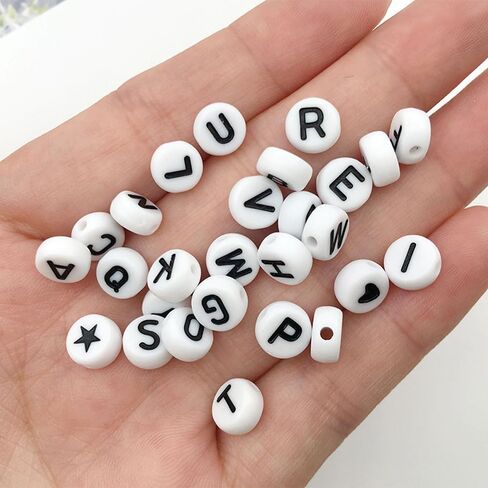 300PCS Letter Beads Acrylic Alphabet Beads White Round Letter S for Jewelry Bracelet Necklace Friendship 4X7mm in Saudi Arabia