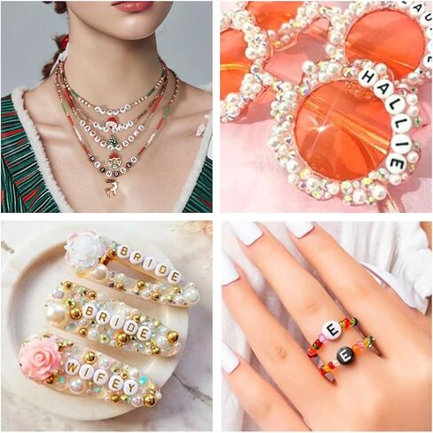 300PCS Letter Beads Acrylic Alphabet Beads White Round Letter S for Jewelry Bracelet Necklace Friendship 4X7mm in Saudi Arabia