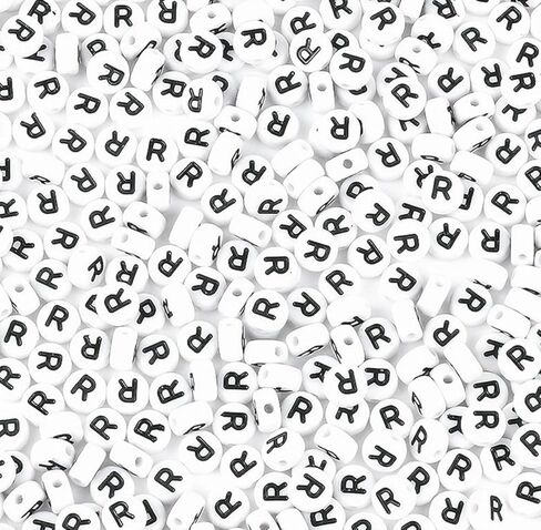 300PCS Letter Beads Acrylic Alphabet Beads White Round Letter S for Jewelry Bracelet Necklace Friendship 4X7mm in Saudi Arabia