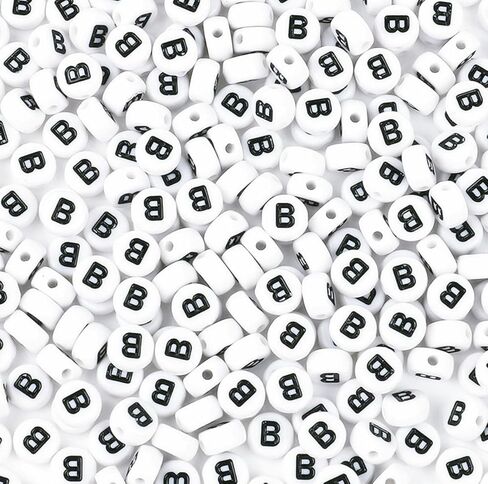 300PCS Letter Beads Acrylic Alphabet Beads White Round Letter S for Jewelry Bracelet Necklace Friendship 4X7mm in Saudi Arabia
