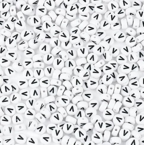 300PCS Letter Beads Acrylic Alphabet Beads White Round Letter S for Jewelry Bracelet Necklace Friendship 4X7mm in Saudi Arabia