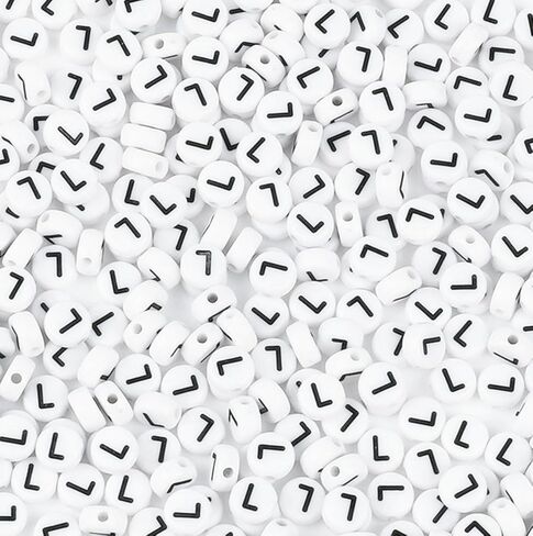 300PCS Letter Beads Acrylic Alphabet Beads White Round Letter S for Jewelry Bracelet Necklace Friendship 4X7mm in Saudi Arabia