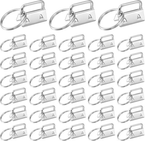 100 PCS Key Fob Hardware 1.25 Inch Keychain Hardware with Split Ring Silver Iron Wristlet Hardwares for DIY Keychain Wristlet Lanyard & Bag Accessories in Saudi Arabia
