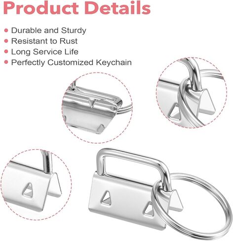100 PCS Key Fob Hardware 1.25 Inch Keychain Hardware with Split Ring Silver Iron Wristlet Hardwares for DIY Keychain Wristlet Lanyard & Bag Accessories in Saudi Arabia