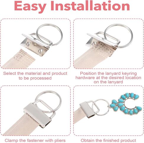 100 PCS Key Fob Hardware 1.25 Inch Keychain Hardware with Split Ring Silver Iron Wristlet Hardwares for DIY Keychain Wristlet Lanyard & Bag Accessories in Saudi Arabia