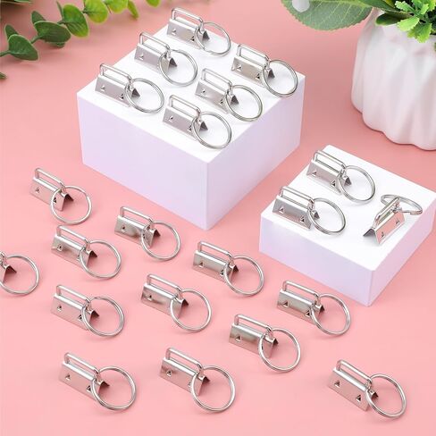 100 PCS Key Fob Hardware 1.25 Inch Keychain Hardware with Split Ring Silver Iron Wristlet Hardwares for DIY Keychain Wristlet Lanyard & Bag Accessories in Saudi Arabia