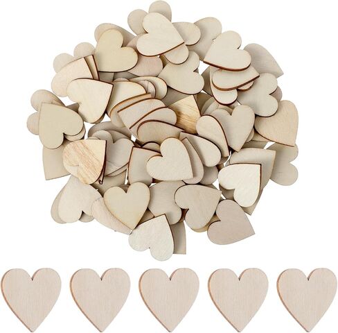 100PCS Wooden Hearts for Crafts 1 Inch Heart Shaped Unfinished Wood Cutouts for Crafts DIY Thanksgiving Christmas Ornaments Wedding Guest Book Decoration in Saudi Arabia