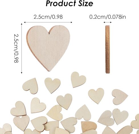 100PCS Wooden Hearts for Crafts 1 Inch Heart Shaped Unfinished Wood Cutouts for Crafts DIY Thanksgiving Christmas Ornaments Wedding Guest Book Decoration in Saudi Arabia