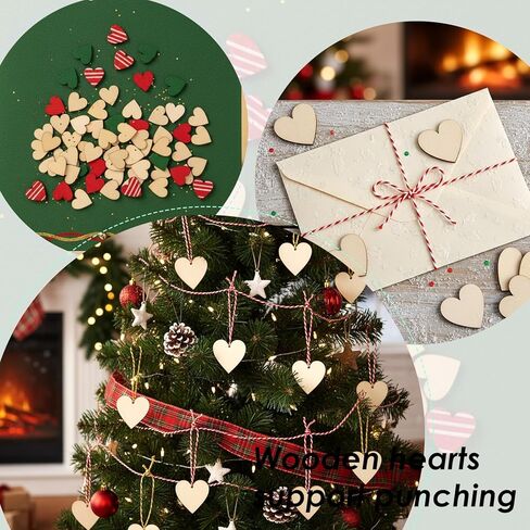 100PCS Wooden Hearts for Crafts 1 Inch Heart Shaped Unfinished Wood Cutouts for Crafts DIY Thanksgiving Christmas Ornaments Wedding Guest Book Decoration in Saudi Arabia