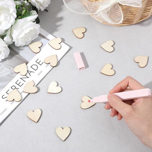 100PCS Wooden Hearts for Crafts 1 Inch Heart Shaped Unfinished Wood Cutouts for Crafts DIY Thanksgiving Christmas Ornaments Wedding Guest Book Decoration in Saudi Arabia