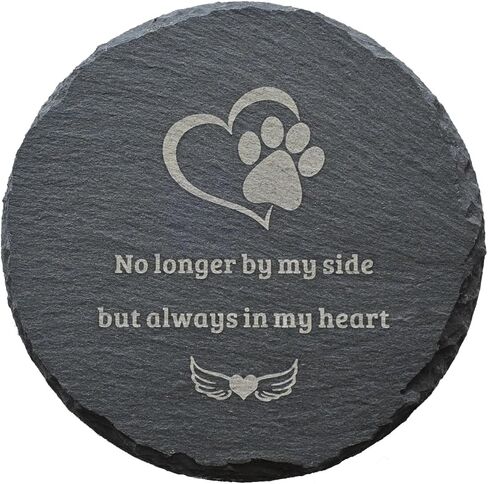 Dog Cat Memorial Stone Round 4" with Paw Print, “No Longer by My Side But Always in My Heart" Engraved Pet Grave Marker, Outdoor Garden Memorial Rock, Pet Loss Sympathy Gift in Saudi Arabia