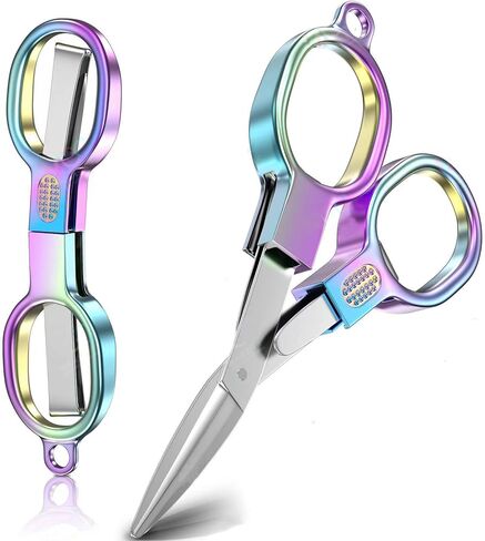 2PCS Folding Scissors, Stainless Steel Safety Portable Mini Travel Small Scissors, Foldable Pocket Badge Scissor, Suitable for Travel, Home, Office, Craft, Sewing, Nurse Accessories in Saudi Arabia