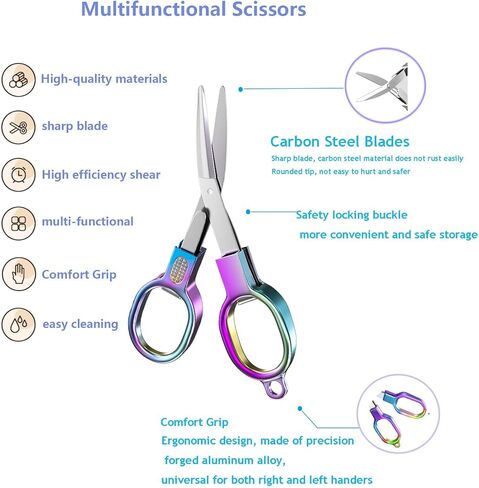 2PCS Folding Scissors, Stainless Steel Safety Portable Mini Travel Small Scissors, Foldable Pocket Badge Scissor, Suitable for Travel, Home, Office, Craft, Sewing, Nurse Accessories in Saudi Arabia