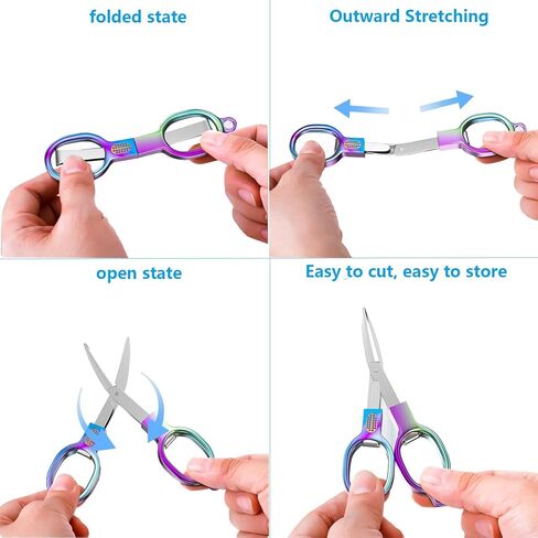 2PCS Folding Scissors, Stainless Steel Safety Portable Mini Travel Small Scissors, Foldable Pocket Badge Scissor, Suitable for Travel, Home, Office, Craft, Sewing, Nurse Accessories in Saudi Arabia