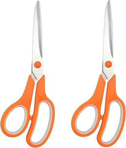 2 Pcs Orange 8" Student Scissors, Multifunctional Scissors, Professional Stainless Steel Comfort Grip, Handmade Projects Suitable for Students, Comfort Right/Left Handed Cutting and Measuring Devices in Saudi Arabia