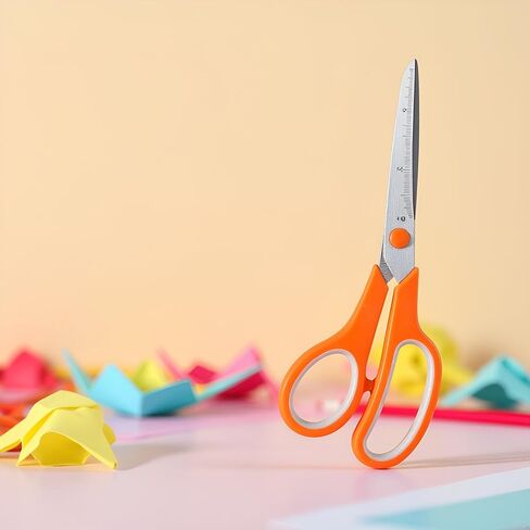 2 Pcs Orange 8" Student Scissors, Multifunctional Scissors, Professional Stainless Steel Comfort Grip, Handmade Projects Suitable for Students, Comfort Right/Left Handed Cutting and Measuring Devices in Saudi Arabia