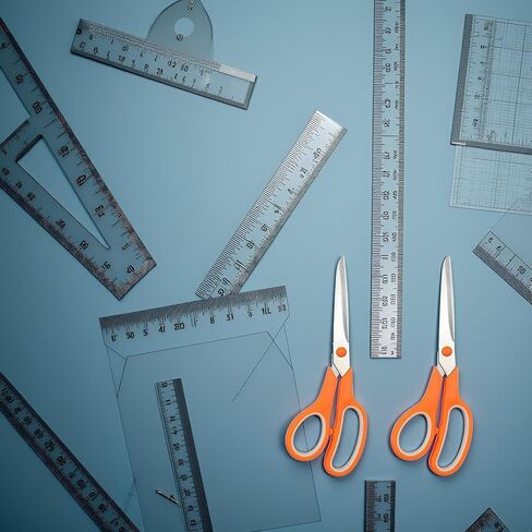 2 Pcs Orange 8" Student Scissors, Multifunctional Scissors, Professional Stainless Steel Comfort Grip, Handmade Projects Suitable for Students, Comfort Right/Left Handed Cutting and Measuring Devices in Saudi Arabia