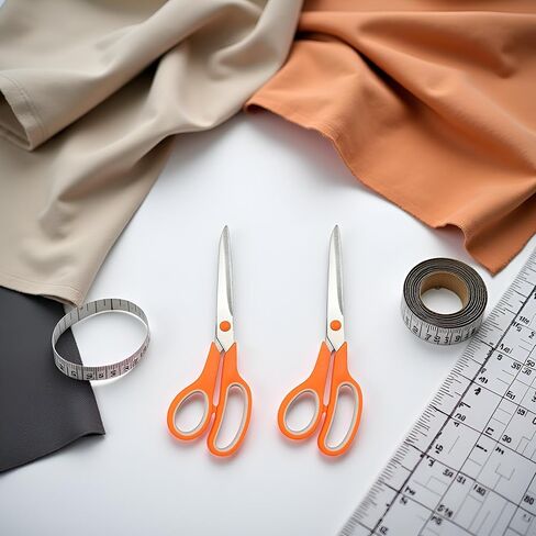 2 Pcs Orange 8" Student Scissors, Multifunctional Scissors, Professional Stainless Steel Comfort Grip, Handmade Projects Suitable for Students, Comfort Right/Left Handed Cutting and Measuring Devices in Saudi Arabia