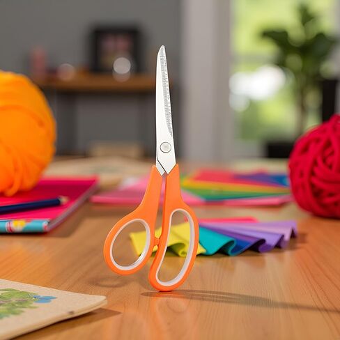 2 Pcs Orange 8" Student Scissors, Multifunctional Scissors, Professional Stainless Steel Comfort Grip, Handmade Projects Suitable for Students, Comfort Right/Left Handed Cutting and Measuring Devices in Saudi Arabia