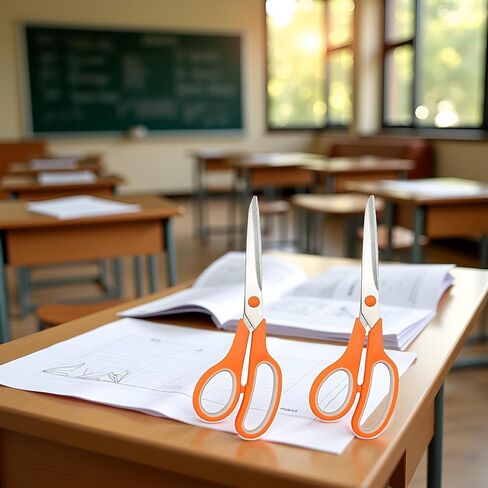 2 Pcs Orange 8" Student Scissors, Multifunctional Scissors, Professional Stainless Steel Comfort Grip, Handmade Projects Suitable for Students, Comfort Right/Left Handed Cutting and Measuring Devices in Saudi Arabia