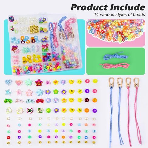 مجموعة صنع حلية الحقائب DIY 350 قطعة من MUOFAHYI | رائعة كهدية في العطلات، أو الحفلات، أو الأنشطة العائلية | مجموعة صنع المجوهرات على شكل سلسلة مفاتيح مع حلقات مفاتيح وأسلاك وخرز ملون | هدية مثالية لمحبي الحرف اليدوية in Saudi Arabia