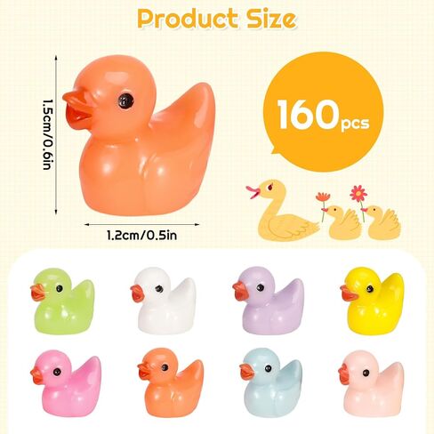 160 PCS Mini Resin Duck Figures, 8 Colors Miniature Realistic Plastic Cute Figures, Garden Ornament Decoration for Dollhouse DIY Crafts Landscape Home Decor in Saudi Arabia
