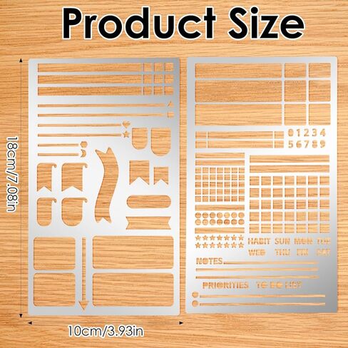 2 PCS Metal Journal Stencils, Stainless Steel Planner Stencil for Dotted Journals, Reusable Sliver Journaling Stencils for DIY Scrapbooking, Habit Tracker, Planner in Saudi Arabia