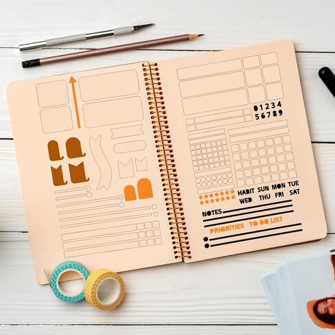 2 PCS Metal Journal Stencils, Stainless Steel Planner Stencil for Dotted Journals, Reusable Sliver Journaling Stencils for DIY Scrapbooking, Habit Tracker, Planner in Saudi Arabia