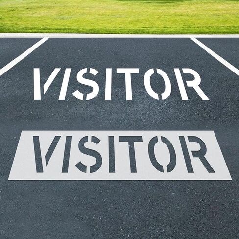 Visitor Parking Stencil, 8" Letter Height Reusable Foldable Silicone Stencil, Pavement Marking Template for Asphalt & Concrete, Outer Size 12"x44", 1mm Thickness, for Visitor Signs & Pavement Lot in Saudi Arabia