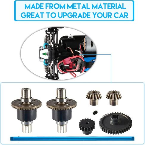 1/18 RC سيارة مجموعة تفاضلية معدنية 38T Gear 17T Gear التفاضلية الناقل محرك رمح التوجيه المحور التروس التفاضلية البالية والعتاد ل WLtoys A949 A959 A969 A979 K929 A959-B A969-B A979-B K929-B RC سيارة in Saudi Arabia
