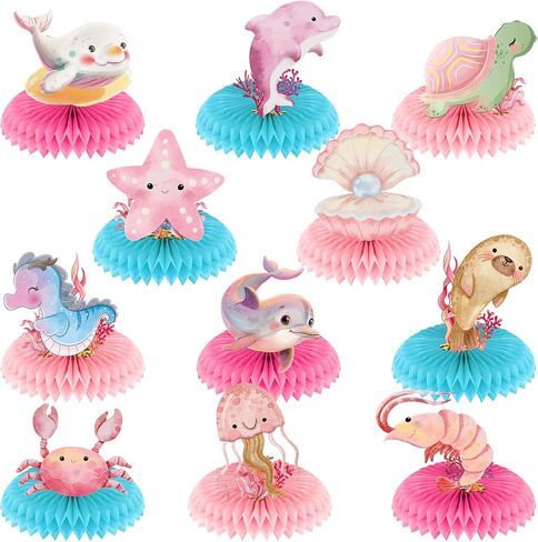 Under The Sea Honeycomb Centerpieces Under The Sea Party Decorations Ocean Animals Baby Shower Table Topper for Baby Girls Sea Animals Themed Party Table Centerpieces Decor for Birthday Party Supplies in Saudi Arabia