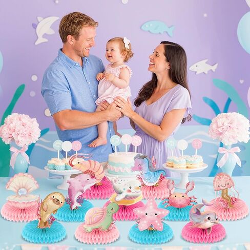 Under The Sea Honeycomb Centerpieces Under The Sea Party Decorations Ocean Animals Baby Shower Table Topper for Baby Girls Sea Animals Themed Party Table Centerpieces Decor for Birthday Party Supplies in Saudi Arabia