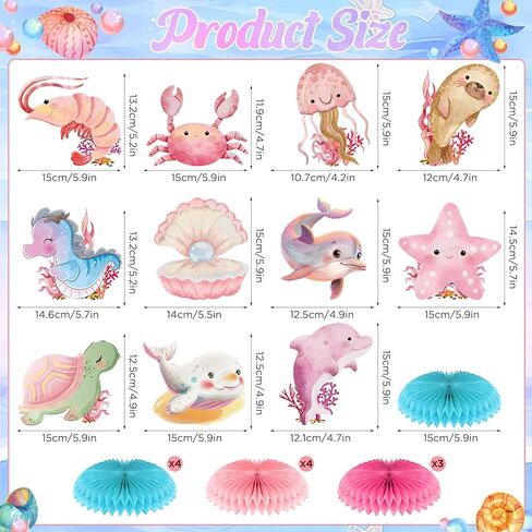 Under The Sea Honeycomb Centerpieces Under The Sea Party Decorations Ocean Animals Baby Shower Table Topper for Baby Girls Sea Animals Themed Party Table Centerpieces Decor for Birthday Party Supplies in Saudi Arabia