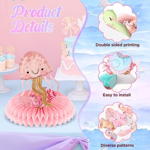 Under The Sea Honeycomb Centerpieces Under The Sea Party Decorations Ocean Animals Baby Shower Table Topper for Baby Girls Sea Animals Themed Party Table Centerpieces Decor for Birthday Party Supplies in Saudi Arabia