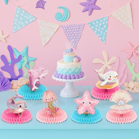 Under The Sea Honeycomb Centerpieces Under The Sea Party Decorations Ocean Animals Baby Shower Table Topper for Baby Girls Sea Animals Themed Party Table Centerpieces Decor for Birthday Party Supplies in Saudi Arabia